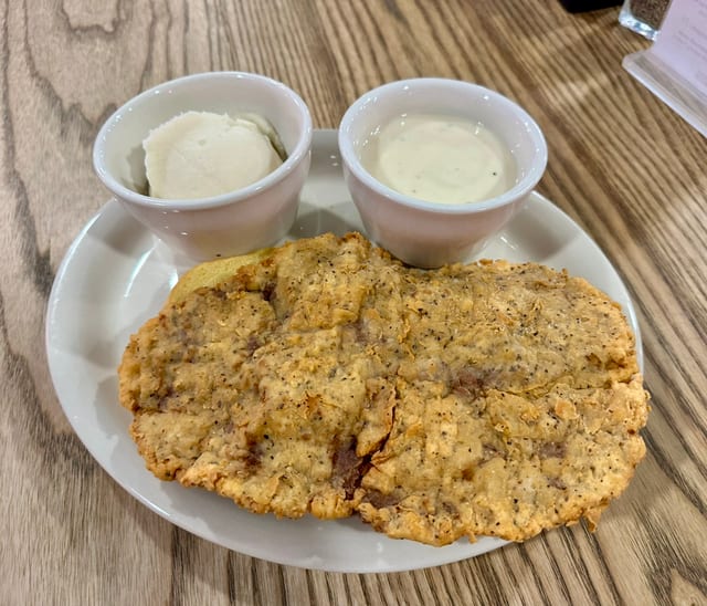 Open-Faced Chicken Fried Steak Sandwich.